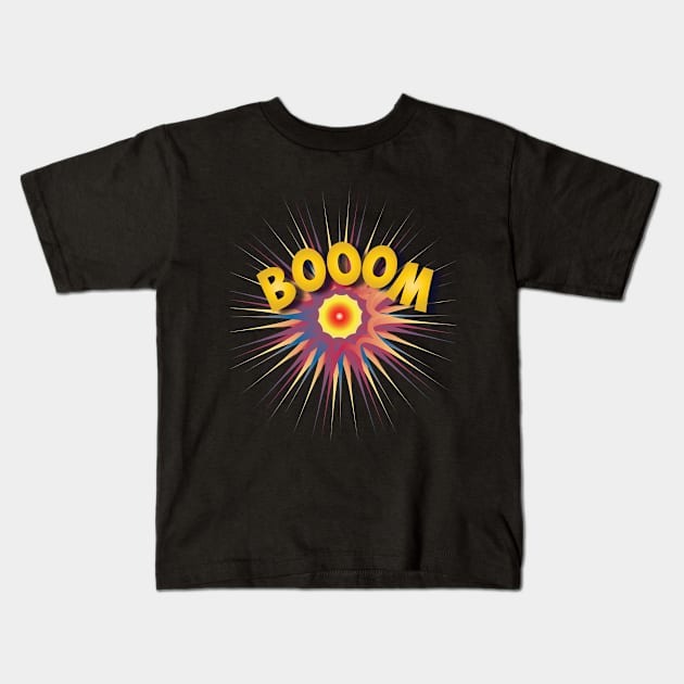 Basic dark with a booom sign Kids T-Shirt by Tianna Bahringer